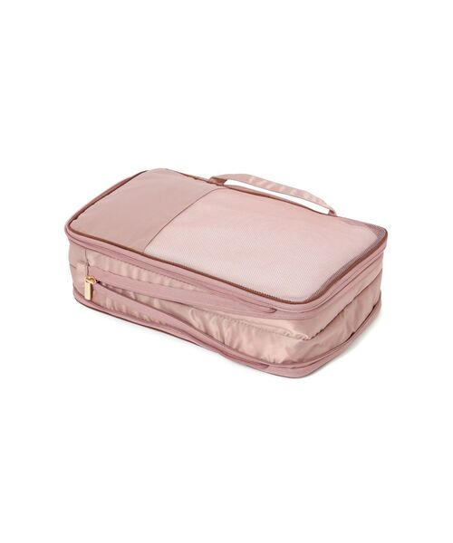 バイカラーサテン 圧縮オーガナイザー S ピンク×ブラウン 撥水加工