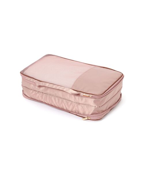 バイカラーサテン 圧縮オーガナイザー S ピンク×ブラウン 撥水加工