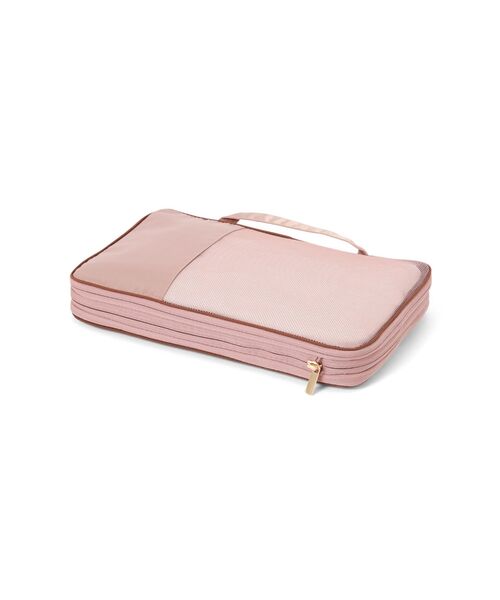 バイカラーサテン 圧縮オーガナイザー S ピンク×ブラウン 撥水加工