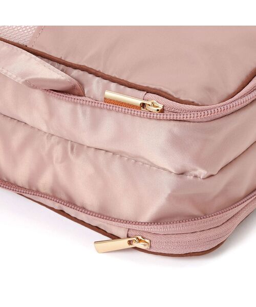 バイカラーサテン 圧縮オーガナイザー S ピンク×ブラウン 撥水加工