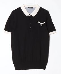 BURBERRY BLACK LABEL バーバリーブラックレーベル　ポロシャツ バーバリーブラックレーベル ポロシャツ ホース ロゴ 黒 鹿の子 半袖 M