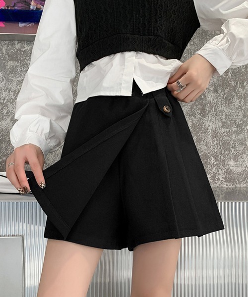 Miniministore(ミニミニストア)の「プリーツキュロットパンツ ウール風 秋冬(その他パンツ・レディース・ブラック/ダークブラウン・FREE)」の1枚目の写真