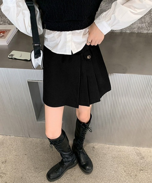 Miniministore(ミニミニストア)の「プリーツキュロットパンツ ウール風 秋冬(その他パンツ・レディース・ブラック/ダークブラウン・FREE)」の9枚目の写真