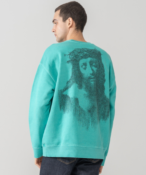 ICONOGRAPHY（アイコノグラフィー）の「ヘビーコットンピグメント JESUS NGN（スウェット・レディース・グリーン・LARGE/X-LARGE）」の5枚目の写真