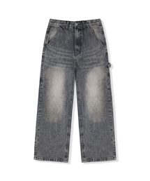 NOTUSUAL（ノットユージュアル）の「Basic Carpenter Balloon Wide Denim Pants_[BLACK]（デニムパンツ）」