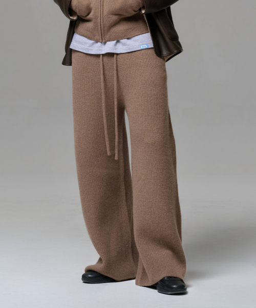 MEN CASHMERE BLEND RELAXED KNIT SWEATPANTS - NEUTRAL BROWN