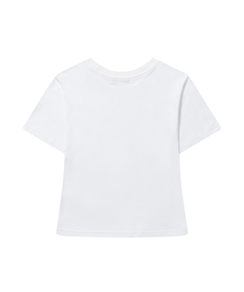 FLAWSROOM（フローズルーム）の「W Embroidery Crop T-shirts [WHITE]（Tシャツ/カットソー・レディース・その他・FREE）」の2枚目の写真