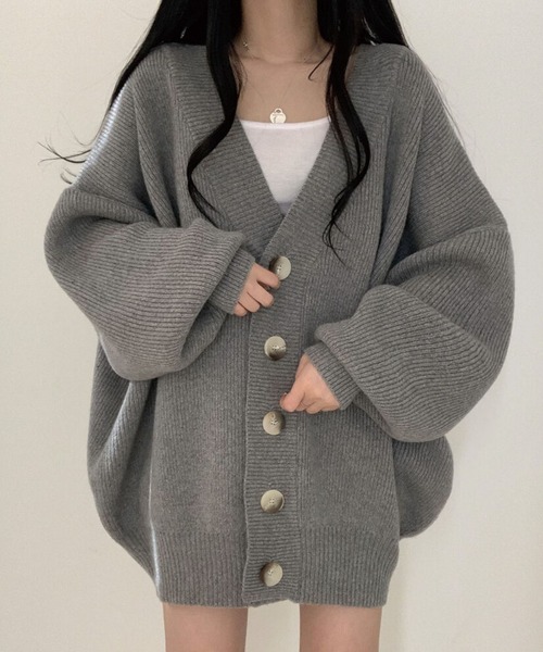 ADDITION STORE（アディションストア）の「【ゆるっと可愛いモテカーデ】Vネック ビッグ カーデ / V-neck big cardigan / asknn（カーディガン/ボレロ・レディース・ベージュ/ブラウン/グレー・FREE）」の11枚目の写真