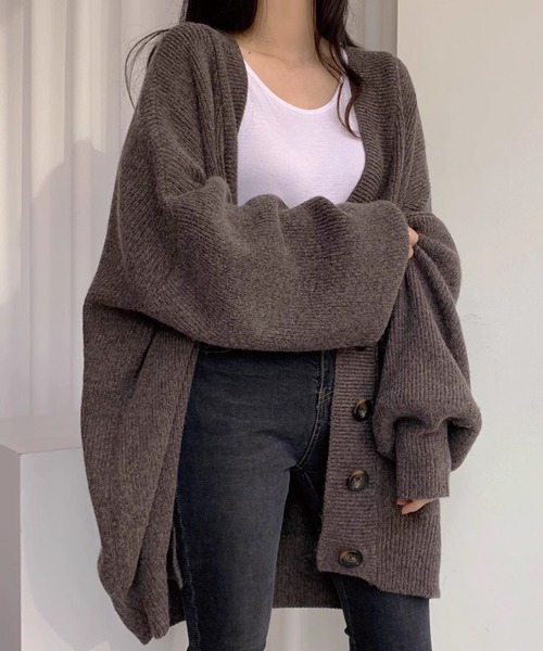 ADDITION STORE（アディションストア）の「【ゆるっと可愛いモテカーデ】Vネック ビッグ カーデ / V-neck big cardigan / asknn（カーディガン/ボレロ・レディース・ベージュ/ブラウン/グレー・FREE）」の17枚目の写真