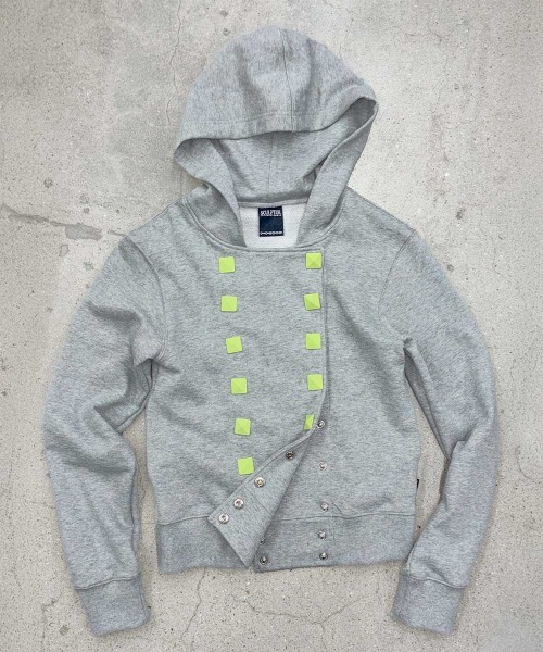 スカルプター　ナポレオン　スタッズ　グレー　緑　ネオン　スウェット　ジャケット Napoleon Stud Hoodie（パーカー）｜SCULPTOR（スカルプター）の