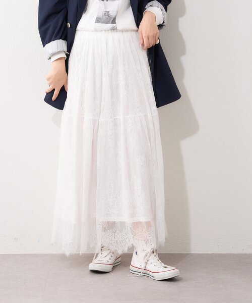 Remind me and forever（リマインドミーアンドフォーエバー）の「【2026SS】ひげレースティアードスカート（スカート・レディース・オフホワイト/ブラック・FREE）」の10枚目の写真