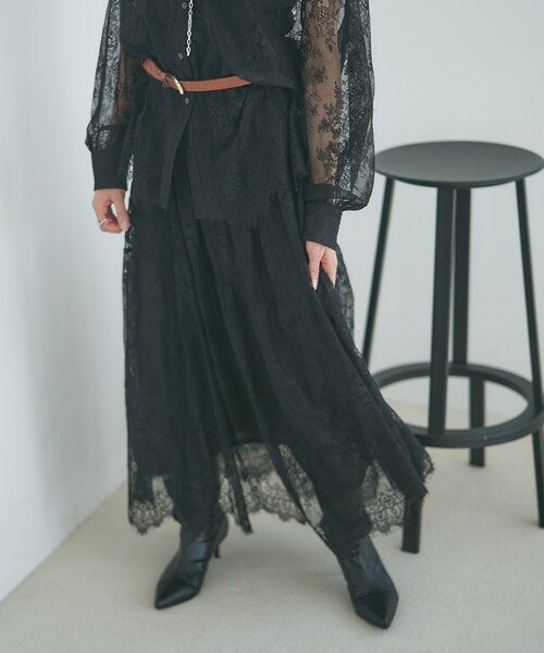 Remind me and forever（リマインドミーアンドフォーエバー）の「【2026SS】ひげレースティアードスカート（スカート・レディース・オフホワイト/ブラック・FREE）」の15枚目の写真
