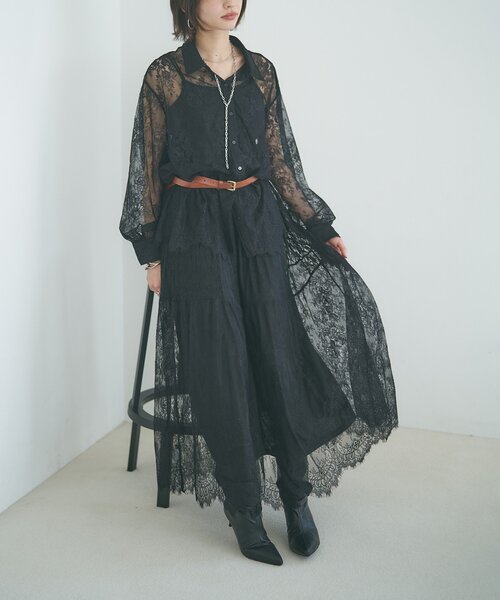 Remind me and forever（リマインドミーアンドフォーエバー）の「【2026SS】ひげレースティアードスカート（スカート・レディース・オフホワイト/ブラック・FREE）」の19枚目の写真