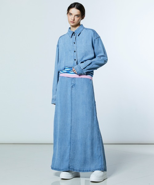 DOUBLE STANDARD CLOTHING(ダブルスタンダードクロージング)の「テンセルデニム クロップドシャツ(シャツ/ブラウス・レディース・ブルー・36/38)」の12枚目の写真