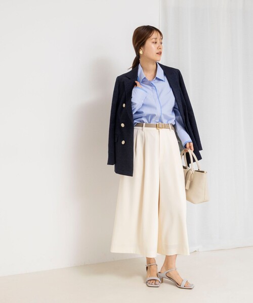 NOLLEY’S（ノーリーズ）の「ウォッシャブルクロップドワイドツイルパンツ（その他パンツ・レディース・ネイビー/ホワイト/ブラウン・36/38）」の5枚目の写真