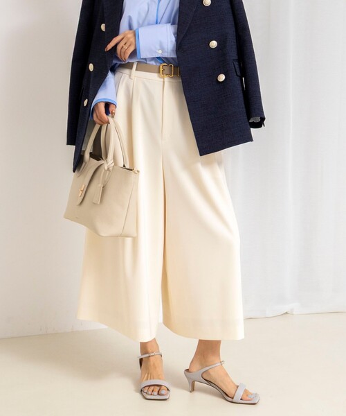 NOLLEY’S（ノーリーズ）の「ウォッシャブルクロップドワイドツイルパンツ（その他パンツ・レディース・ネイビー/ホワイト/ブラウン・36/38）」の7枚目の写真