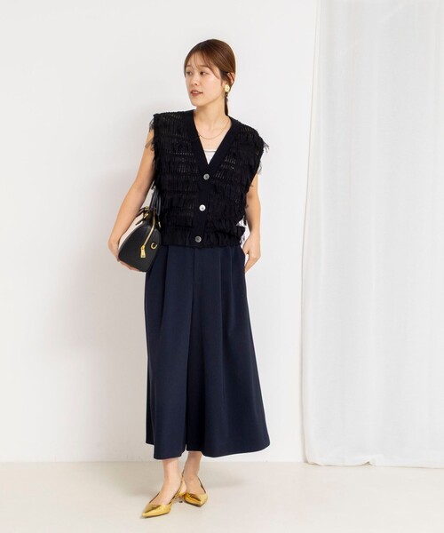 NOLLEY’S（ノーリーズ）の「ウォッシャブルクロップドワイドツイルパンツ（その他パンツ・レディース・ネイビー/ホワイト/ブラウン・36/38）」の9枚目の写真