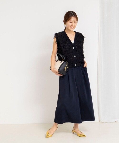 NOLLEY’S（ノーリーズ）の「ウォッシャブルクロップドワイドツイルパンツ（その他パンツ・レディース・ネイビー/ホワイト/ブラウン・36/38）」の10枚目の写真