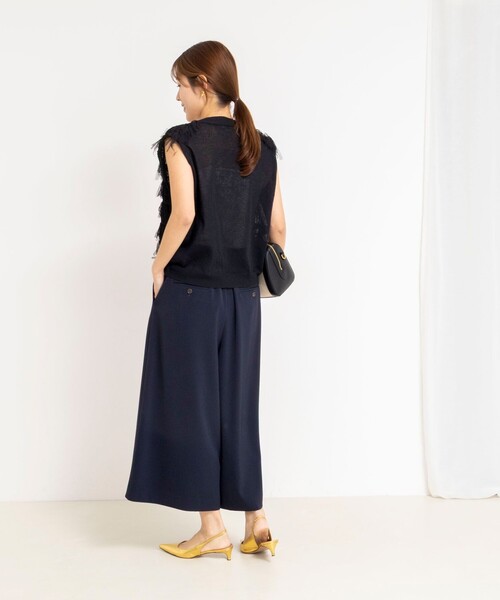 NOLLEY’S（ノーリーズ）の「ウォッシャブルクロップドワイドツイルパンツ（その他パンツ・レディース・ネイビー/ホワイト/ブラウン・36/38）」の11枚目の写真