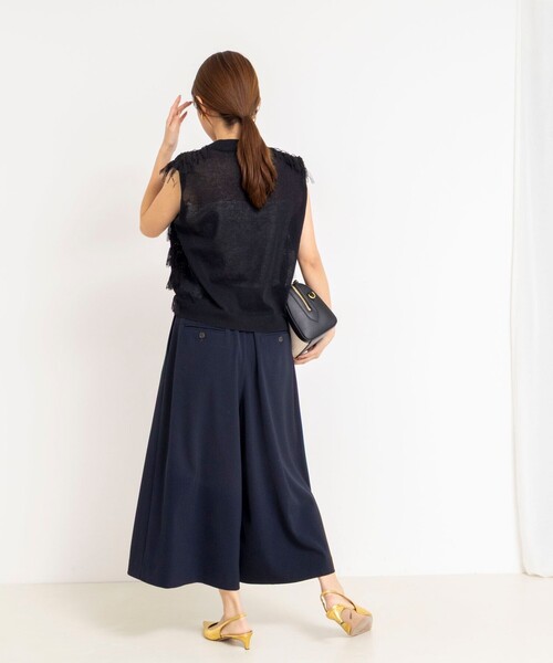 NOLLEY’S（ノーリーズ）の「ウォッシャブルクロップドワイドツイルパンツ（その他パンツ・レディース・ネイビー/ホワイト/ブラウン・36/38）」の12枚目の写真