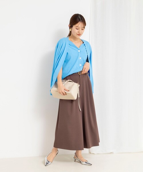 NOLLEY’S（ノーリーズ）の「ウォッシャブルクロップドワイドツイルパンツ（その他パンツ・レディース・ネイビー/ホワイト/ブラウン・36/38）」の15枚目の写真