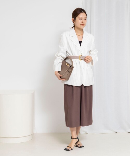 NOLLEY’S(ノーリーズ)の「ウォッシャブルクロップドワイドツイルパンツ(その他パンツ・レディース・ネイビー/ホワイト/ブラウン・36/38)」の14枚目の写真