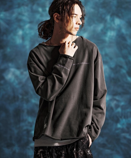 Jih Nunc（ジーヌンク）の「msw1835-オーガニックコットンカットオフ裏毛スウェット(JIH-R1162)（スウェット・メンズ・オートミール/チャコール/ブラック・L/M/S）」の2枚目の写真