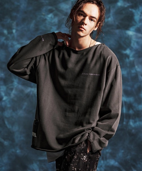 Jih Nunc（ジーヌンク）の「msw1835-オーガニックコットンカットオフ裏毛スウェット(JIH-R1162)（スウェット・メンズ・オートミール/チャコール/ブラック・L/M/S）」の5枚目の写真