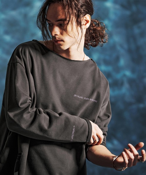 Jih Nunc（ジーヌンク）の「msw1835-オーガニックコットンカットオフ裏毛スウェット(JIH-R1162)（スウェット・メンズ・オートミール/チャコール/ブラック・L/M/S）」の6枚目の写真