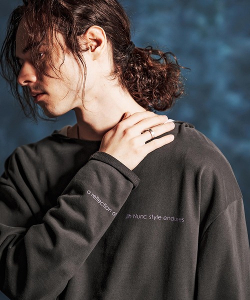 Jih Nunc（ジーヌンク）の「msw1835-オーガニックコットンカットオフ裏毛スウェット(JIH-R1162)（スウェット・メンズ・オートミール/チャコール/ブラック・L/M/S）」の7枚目の写真