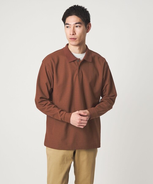 green label relaxing（グリーンレーベルリラクシング）の「【WEB限定】ドライ クリーン ロングスリーブ ポロシャツ -吸水速乾・抗菌-（ポロシャツ・メンズ・ブラウン系/ブラック/ライトグレー・M/S/L/XL）」の3枚目の写真