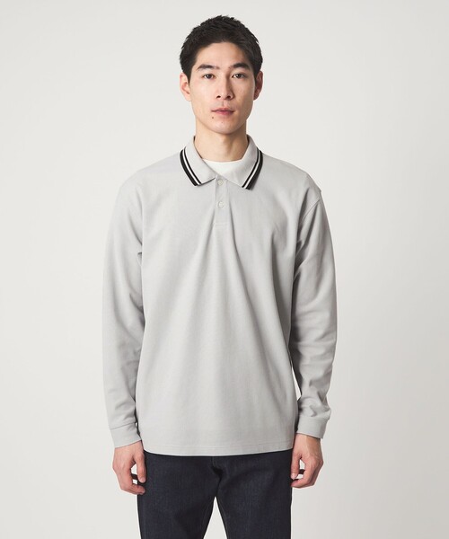 green label relaxing（グリーンレーベルリラクシング）の「【WEB限定】ドライ クリーン ロングスリーブ ポロシャツ -吸水速乾・抗菌-（ポロシャツ・メンズ・ブラウン系/ブラック/ライトグレー・M/S/L/XL）」の7枚目の写真