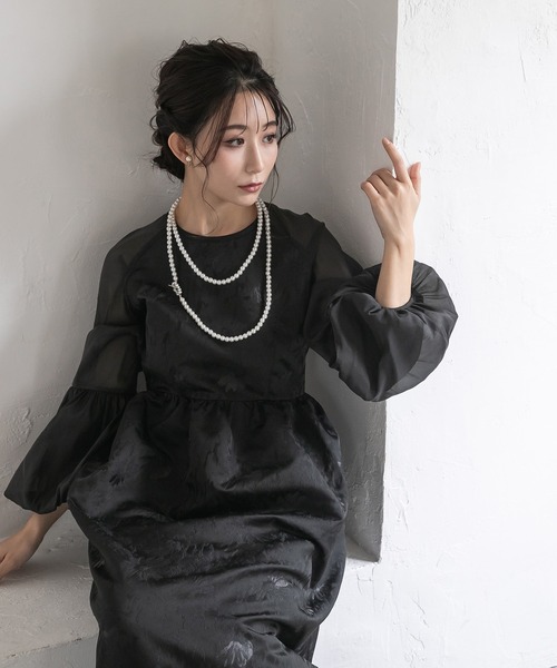 birei(ビレイ)の「ジャガードラグランバルーンスリーブドレス(ドレス・レディース・グレー/ブラック/グリーン・M)」の21枚目の写真