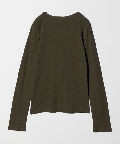 6（ロク）の「＜6(ROKU)＞パターンメッシュ  ロングスリーブ  プルオーバー（Tシャツ/カットソー・レディース・イエロー/オリーブ・FREE）」の5枚目の写真