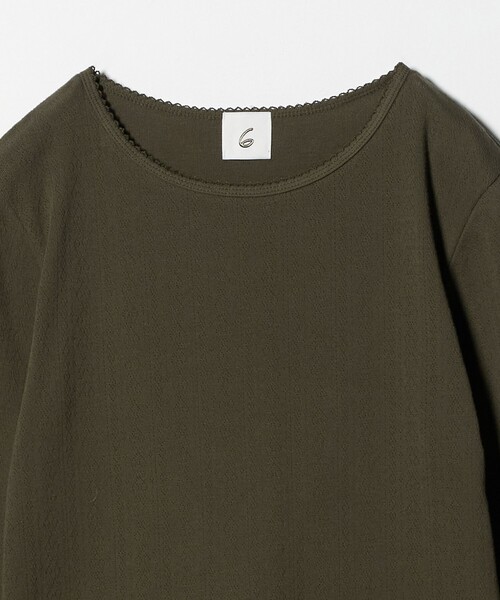 6（ロク）の「＜6(ROKU)＞パターンメッシュ  ロングスリーブ  プルオーバー（Tシャツ/カットソー・レディース・イエロー/オリーブ・FREE）」の6枚目の写真
