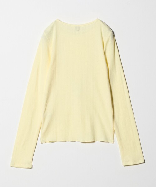 6（ロク）の「＜6(ROKU)＞パターンメッシュ  ロングスリーブ  プルオーバー（Tシャツ/カットソー・レディース・イエロー/オリーブ・FREE）」の8枚目の写真
