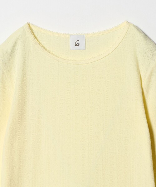 6（ロク）の「＜6(ROKU)＞パターンメッシュ  ロングスリーブ  プルオーバー（Tシャツ/カットソー・レディース・イエロー/オリーブ・FREE）」の9枚目の写真