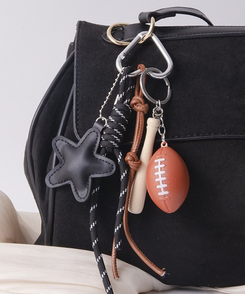 スターモチーフ 野球 ラグビー ハートカラビナ マルチチャーム パラ