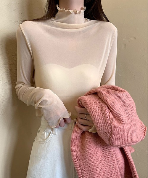M2SUQARED(エムツースクエア)の「【M2SUQARED/エムツースクエア】メロウフリルシアーカットソー(Tシャツ/カットソー・レディース・アイボリー/ブラック/グレー/ホワイト/ブラウン/ピンク/ネイビー/パープル・FREE)」の17枚目の写真