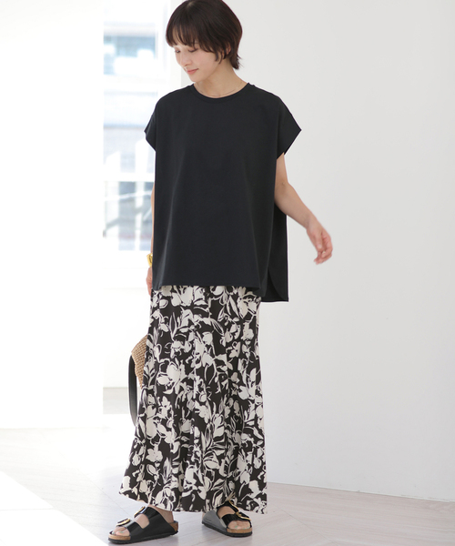 JOURNAL STANDARD relume（ジャーナルスタンダード　レリューム）の「［26SS新作］バイカラーリーフプリントスカート（スカート・レディース・アイボリー/ブラウン系その他/ブルー・FREE）」の5枚目の写真