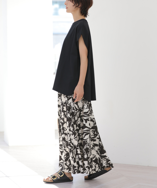 JOURNAL STANDARD relume（ジャーナルスタンダード　レリューム）の「［26SS新作］バイカラーリーフプリントスカート（スカート・レディース・アイボリー/ブラウン系その他/ブルー・FREE）」の6枚目の写真