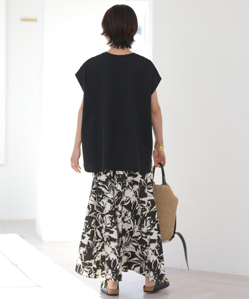 JOURNAL STANDARD relume（ジャーナルスタンダード　レリューム）の「［26SS新作］バイカラーリーフプリントスカート（スカート・レディース・アイボリー/ブラウン系その他/ブルー・FREE）」の7枚目の写真