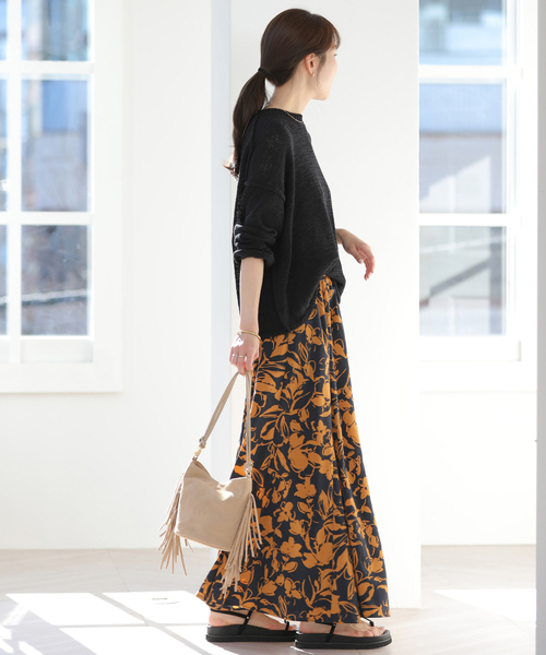 JOURNAL STANDARD relume（ジャーナルスタンダード　レリューム）の「［26SS新作］バイカラーリーフプリントスカート（スカート・レディース・アイボリー/ブラウン系その他/ブルー・FREE）」の13枚目の写真