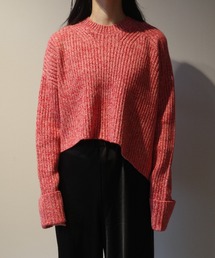 CLANE ASYMMETRY WIDE SHORT KNIT TOPS
