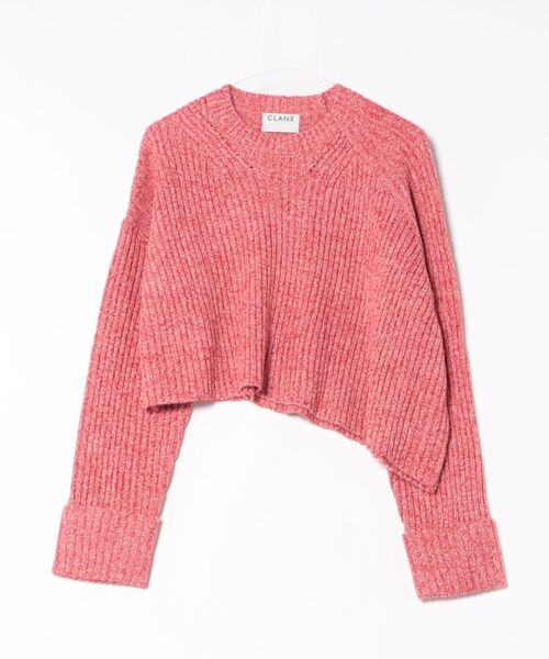 CLANE（クラネ）の「CLANE ASYMMETRY WIDE SHORT KNIT TOPS（ニット/セーター・レディース・ブラック/ローズ/オフホワイト・1/2）」の7枚目の写真