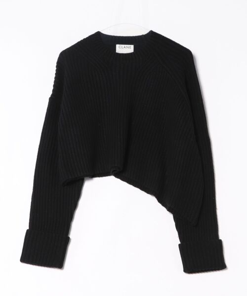 CLANE（クラネ）の「CLANE ASYMMETRY WIDE SHORT KNIT TOPS（ニット/セーター・レディース・ブラック/ローズ/オフホワイト・1/2）」の8枚目の写真