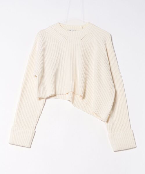 CLANE（クラネ）の「CLANE ASYMMETRY WIDE SHORT KNIT TOPS（ニット/セーター・レディース・ブラック/ローズ/オフホワイト・1/2）」の9枚目の写真