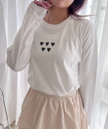 etta（エタ）の「ハート柄デザインロンT／長袖Tシャツ（Tシャツ/カットソー）」