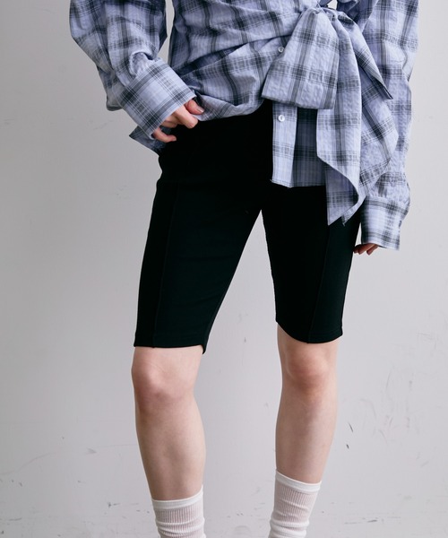 Trish（トリッシュ）の「リブサイクルパンツ(バイカーパンツ)(テレコカプリパンツ)（その他パンツ・レディース・ブラック/ブラック系2・FREE）」の2枚目の写真