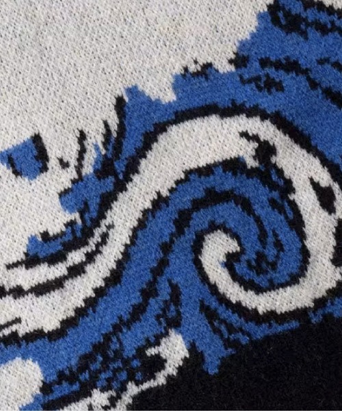 U:UME（ユーム）の「Abstract Blue Motif Sweater（ニット/セーター・メンズ・ブルー・LARGE/MEDIUM/SMALL/X-LARGE）」の4枚目の写真
